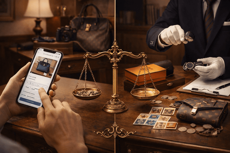 フリマアプリ出品と買取業者査定を比較したイメージ画像